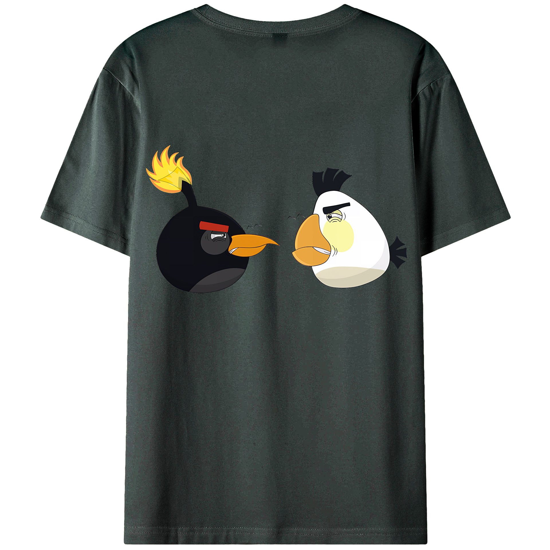 （画像用） Angry Birds アングリーバード 綿100％ メンズ半袖Tシャツ（バックプリント） 通気性